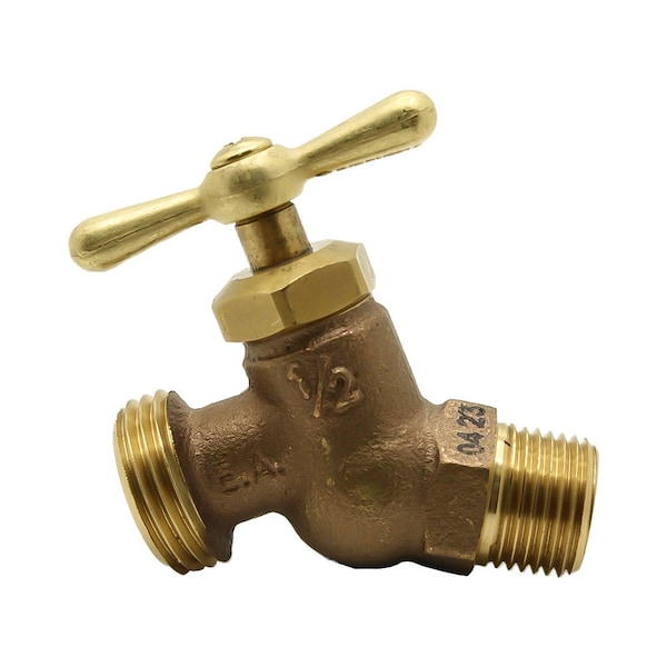 Thrifco Plumbing 1/2 Inch MIP x 3/4 Inch GHT No-Kink Hose Bibb, Economy 6416001 - main